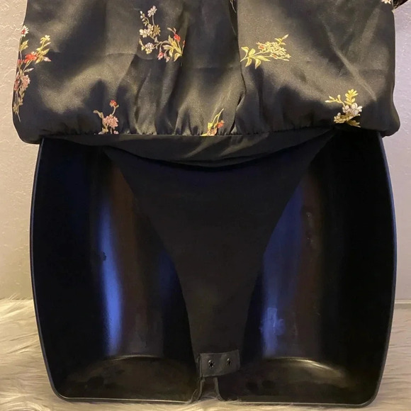 Haute Monde Black & Floral Satin One Piece Blouse - Picture 11 of 11